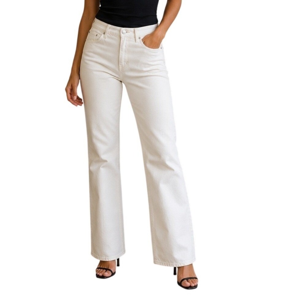 Cabi Cream Wide‎ Leg Denim Jeans Women's Size 10